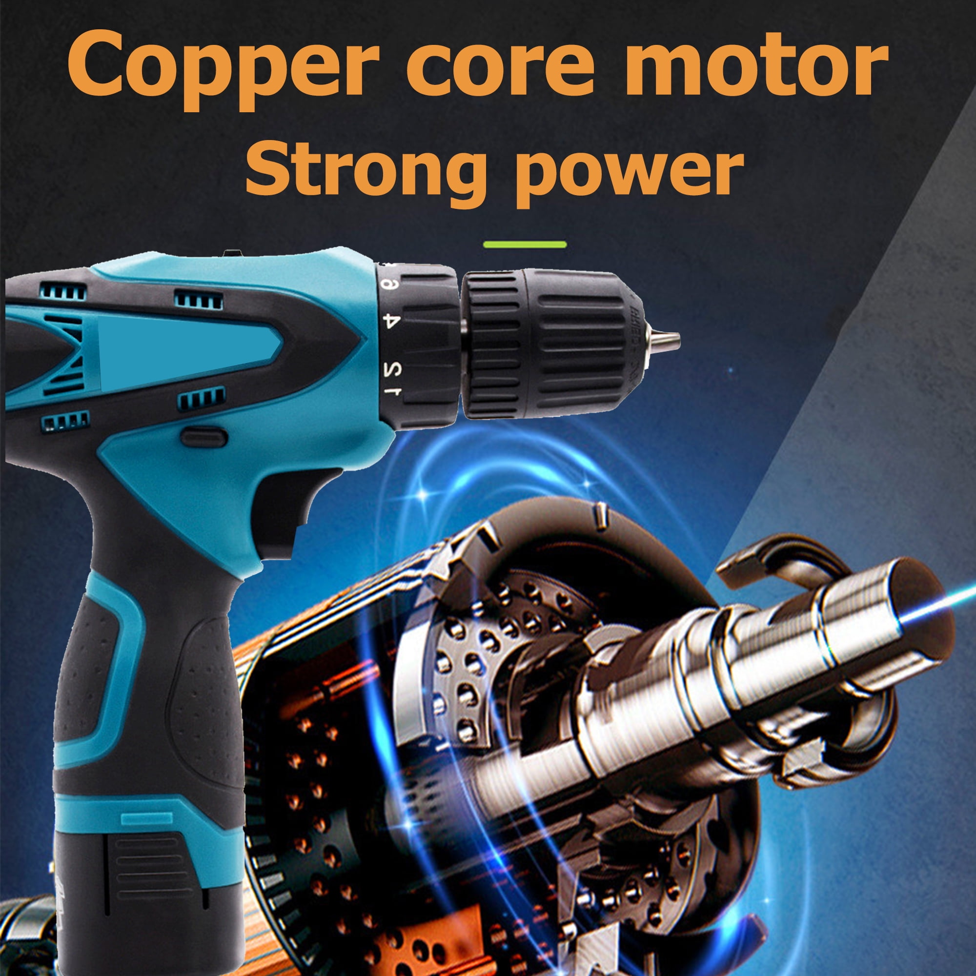DEISNGB Cordless Drill Set, 12V Electric Drill Driver with 42 Acessories, Home Power Drill Cordless with 3/8" Keyless Chuck, 2 Speed, 18+1 Position, Built-in LED, Clutch Drill for Home DIY Projects