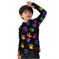 thumbnail image 2 of UVEASISHA Youth Hooded Rash Guard UPF 50+ Long Sleeve Swim Shirt Paw Print Quick Dry Beach Pool Wear Black 140, 2 of 6