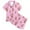 Pink, variant on Girls Satin Pajama Set Short Sleeve Sleepwear 2 Piece Loungewear Soft Comfortable Button Down Top and Shorts Classic Holiday Outfit