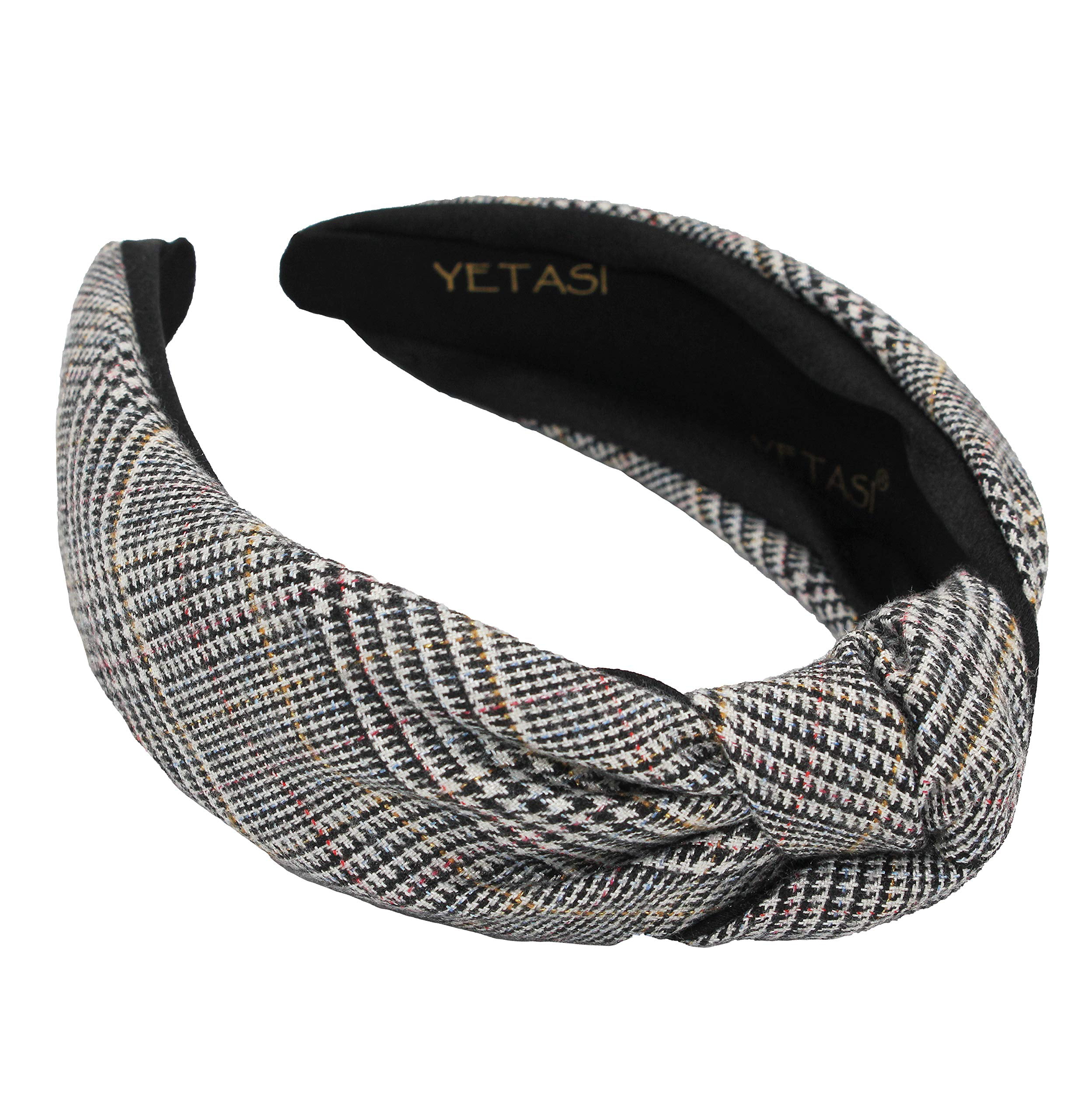 YETASI Head bands for Women's Hair are Uniquely Made of Non Slip Material  for Your Comfort. Plaid Black Headbands for Women are always Trendy. Knotted  Headband for Woman is a Designer Headba -