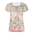 thumbnail image 4 of Fiudx Liquidación de Ofertas Flash Blusa Holgada de Manga Corta Informal con Estampado a La Moda para Mujer, 4 of 4