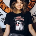 thumbnail image 3 of Moo I Mean Boo Halloween Cow Shirt | Funny Ghost Costume Graphic Tee , Navy, Size S, 3 of 6