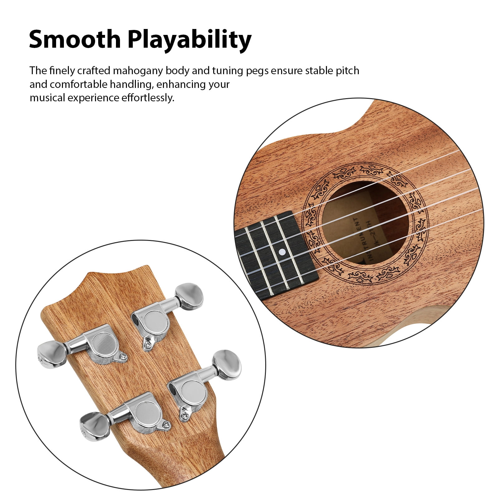 Portable Ukelele Practice Set Kit Ukulele 21 Inch Peach Core Wood 4 String Beginner Kit with Tuner Strap Capos Picks Portable Bag Ukelele Practice for Adults Kids