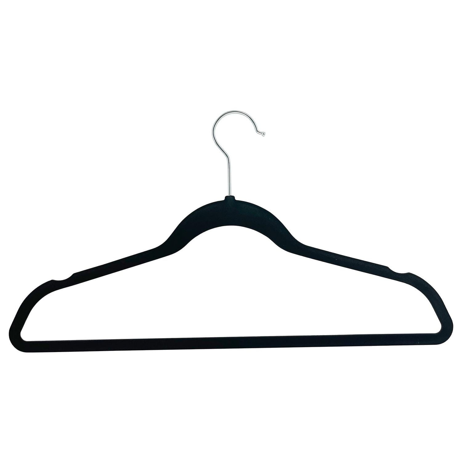 Premium Velvet Hangers - Non-Slip, Durable, Space Saving Felt Hangers for Closet w/ 360 Degree Chrome Swivel Hook - 20 Pack - Black, Non-Slip Felt Hangers 20 count