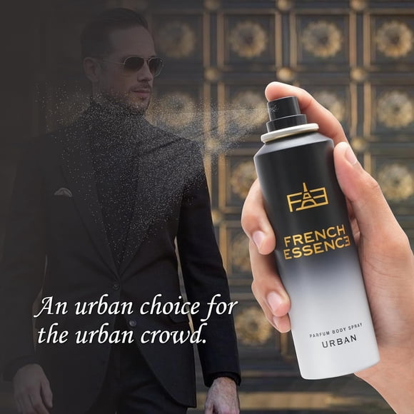 French Essence Urban Parfum Body Spray For Men 120ml, 4.05 Fl.oz. | Long Lasting No Gas Deo For Boys | Perfect For Daily Use - With Oakmoss, Floral & Spicy Notes