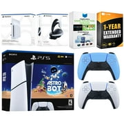 Sony PlayStation 5 Slim Digital Astro Bot Bundle with Disc Drive, Extra Controller, MightySkins Voucher and 1 Year Extended Warranty - Starlight Blue