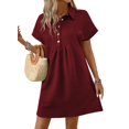 thumbnail image 1 of Vestido Acelit Primavera-Verano con cuello de solapa para mujer, color rojo, talla L, 1 of 4