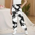 thumbnail image 3 of Efsteb Girls Sweatpants Tie Dyed Casual Elastic Waist Joggers Pants Loose Athletic Pants with Pockets (Black,7 Years), 3 of 6