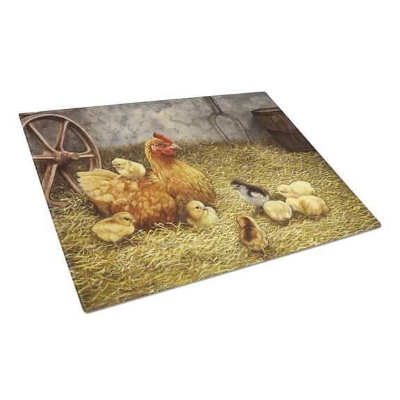 Carolines Treasures BDBA0176LCB Chicken Hen and Her Chicks Glass Cutting Board Large, 12H x 16W, multicolor