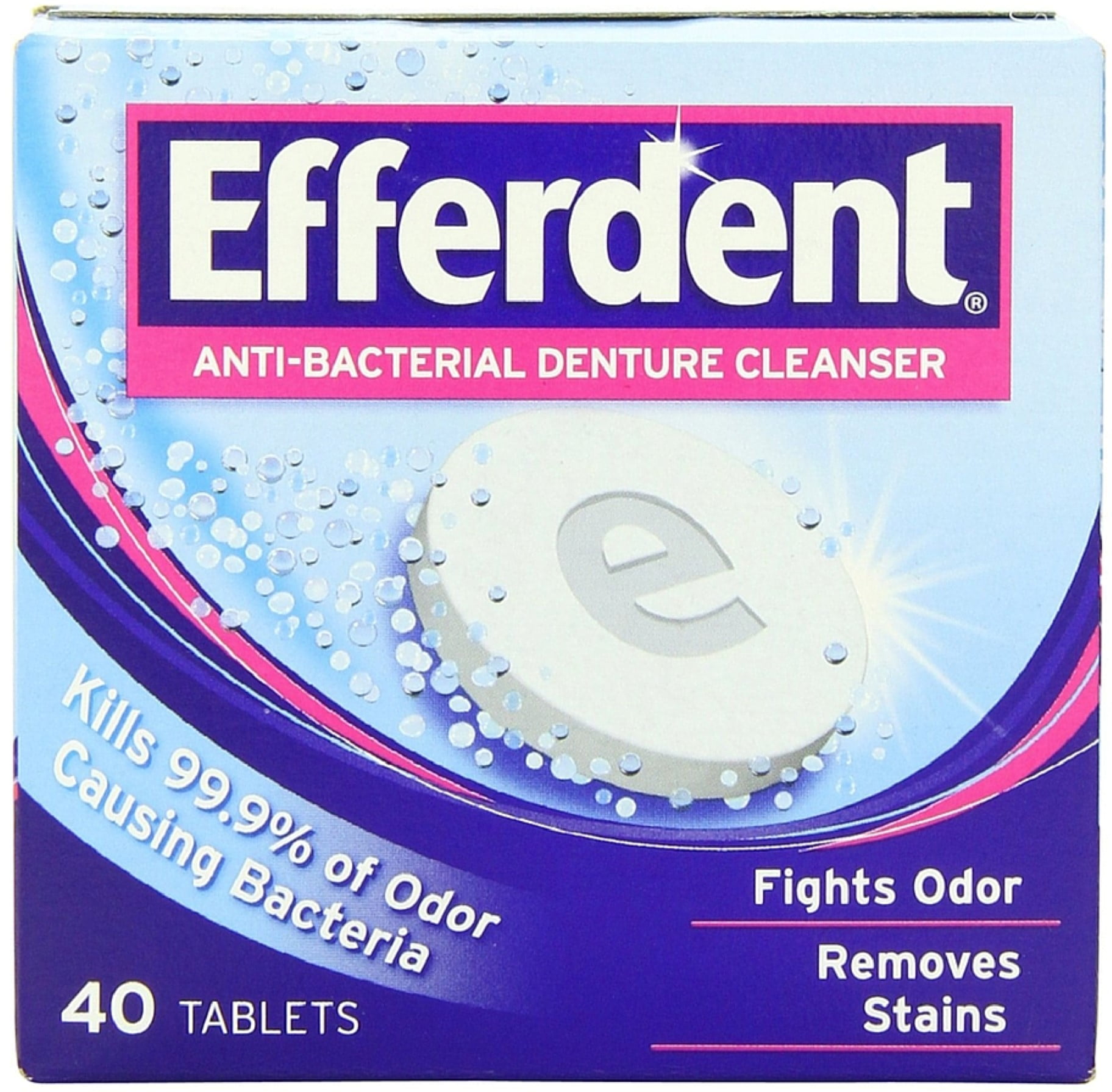 Efferdent Anti-Bacterial Denture Cleanser Tablets 40 ea (Pack of 2)