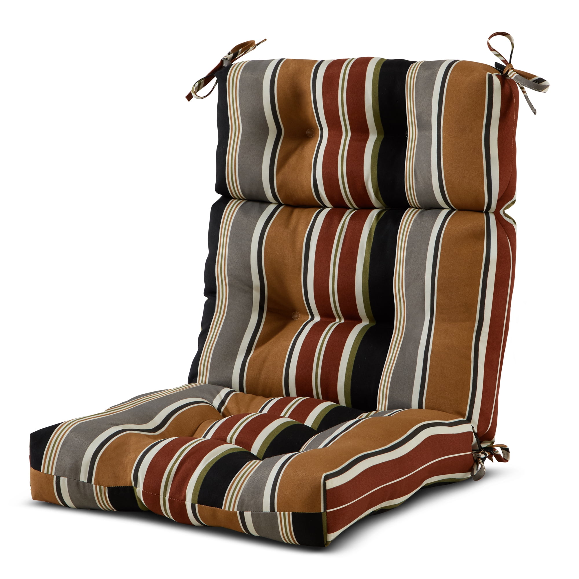 Brick Stripe 20 in 2-Pack x 20 in Tufted Square Outdoor Seat Cushion