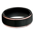 thumbnail image 2 of Black Tungsten Wedding Ring,Black Wedding Band,Rose Gold Tungsten Ring,Engagement Ring,Comfort Fit, 2 of 4