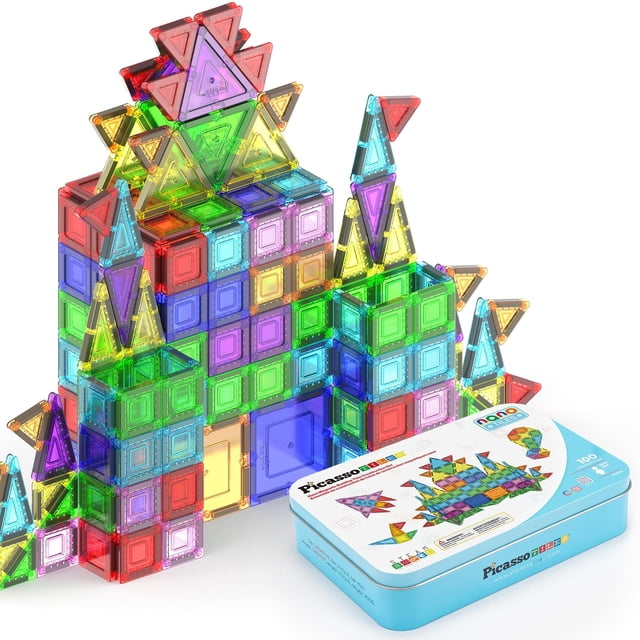Bloques de Construccion Magneticos PicassoTiles PN04 Nano Travel 100 Piezas con Estuche