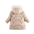 thumbnail image 4 of Luvrsol Girls Faux Fur Trim Hood Winter Puffer Coat, Mid‑Length Zip‑Up Kids Cold Weather Outerwear 100-140, 4 of 4