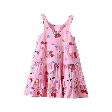 

Summer Candy Girls Dress Flower Pattern Kids Sleeveless Dress Baby Sundress Streetwear