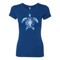 thumbnail image 2 of Sea Turtle Tie Dye Art Animal Lover Womens Slim Fit Junior Tee, Royal, Small, 2 of 3