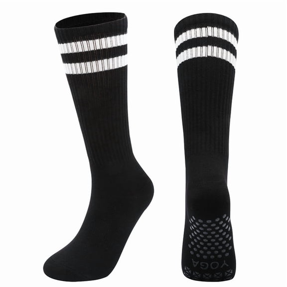 Yungyresw Womens Non Slip Yoga Socks All Season Comfortable Athletic Mid Calf Socks Fitness Workout Casual Stockings Black One Size