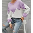 thumbnail image 2 of Drop Shoulder Color Block Sweater Purple Small, 2 of 4
