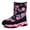 Hot Pink, variant on Hpapadks Snow Boots for Kids Fashion Fall Sports Shoes Flat Thick Bottom Non Slip Easy To Wear Pu Upper Comfortable Snow Shoes Winter Boots for Girls Grey