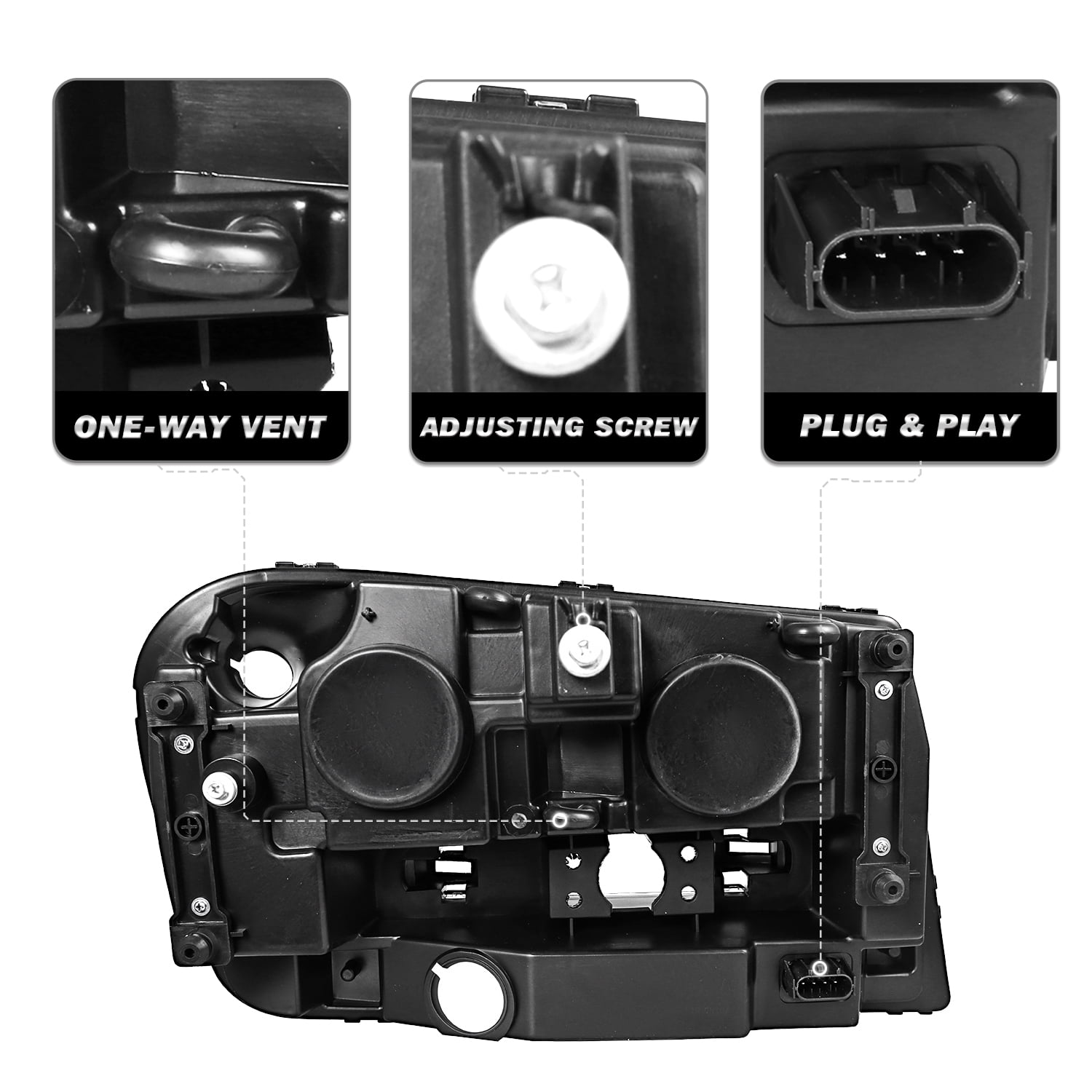 For 2002-2009 Chevy Trailblazer Black Housing Halogen Headlights Headlamps Pairs