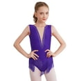 thumbnail image 3 of YEAHDOR Kids Girls Ballet Dance Leotard Sleeveless Tassels Bodysuit Rhythmic Gymnastics Performance Leotard Purple 10, 3 of 7