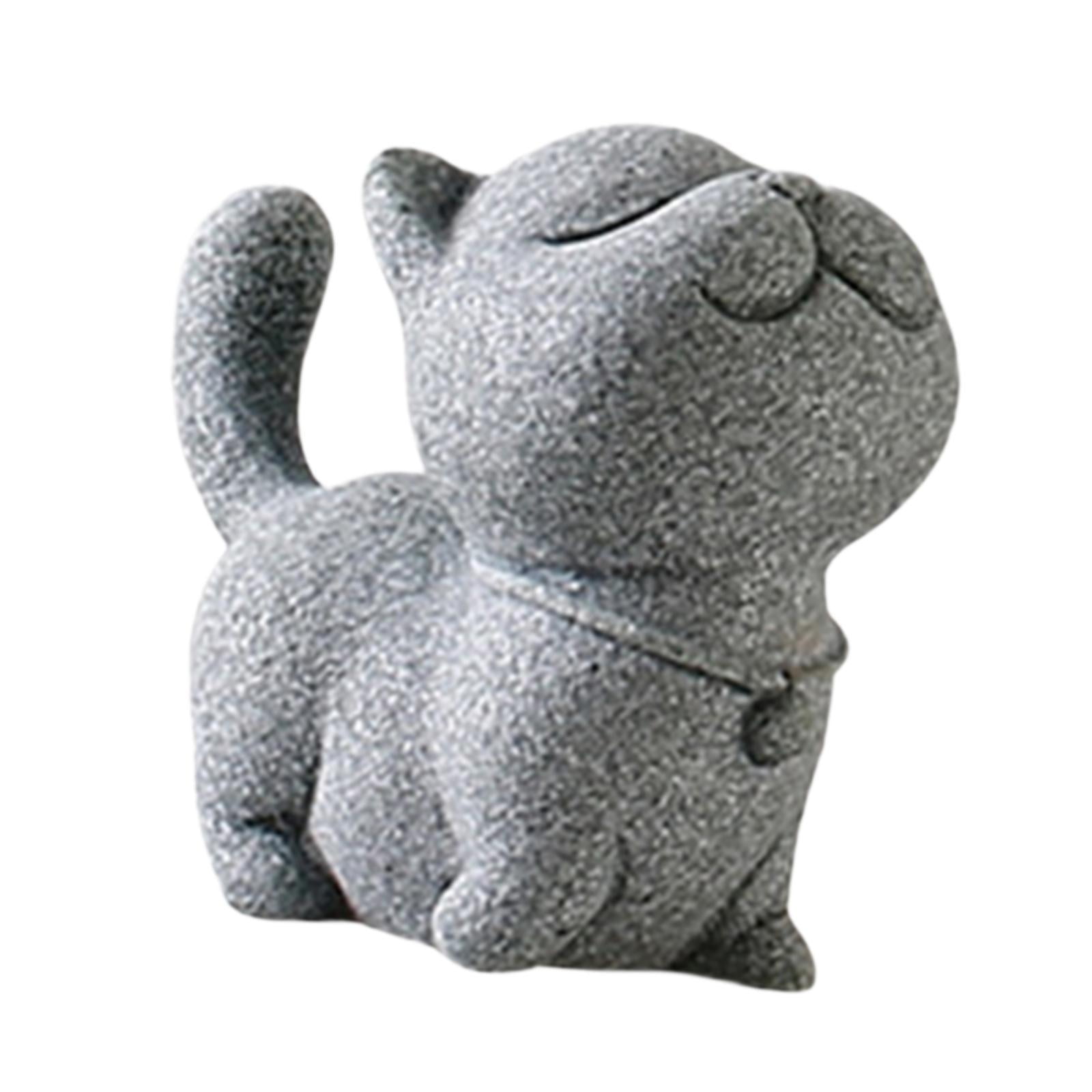 Tongina Statue Stone Tea Pet Animal Decor Adorable Desktop Ornament Unique Versatile Garden Art Sculpture Miniature Figurine Tsundere Cat