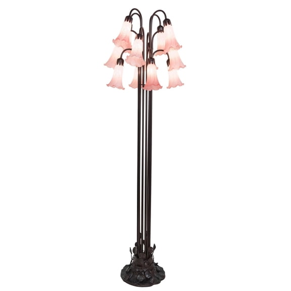 63" High Pink Tiffany Pond Lily 12 LT Floor Lamp