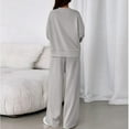 thumbnail image 4 of longantii 2 Piece Sets for Women Lounge Hoodie Sweatsuit Loose Wide Leg Sweatpants Travel Airport Outfits Light Gray XXL, 4 of 6