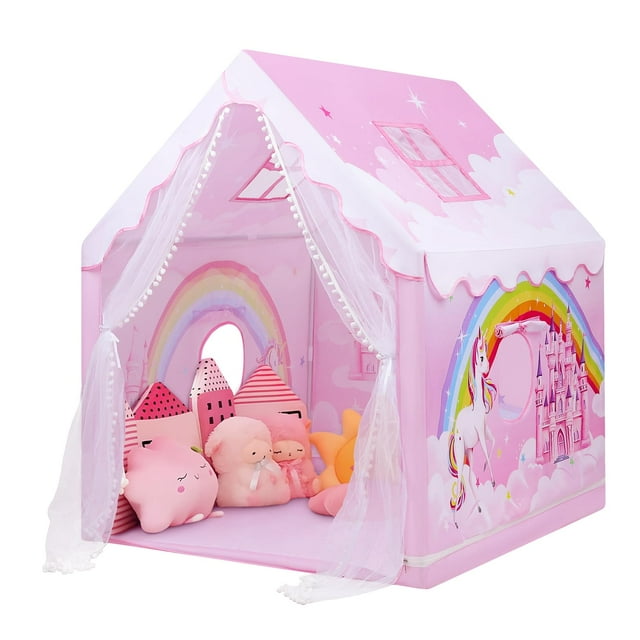 Carpa de Juego Infantil Decorada Princesa Rosa Grande Plegable