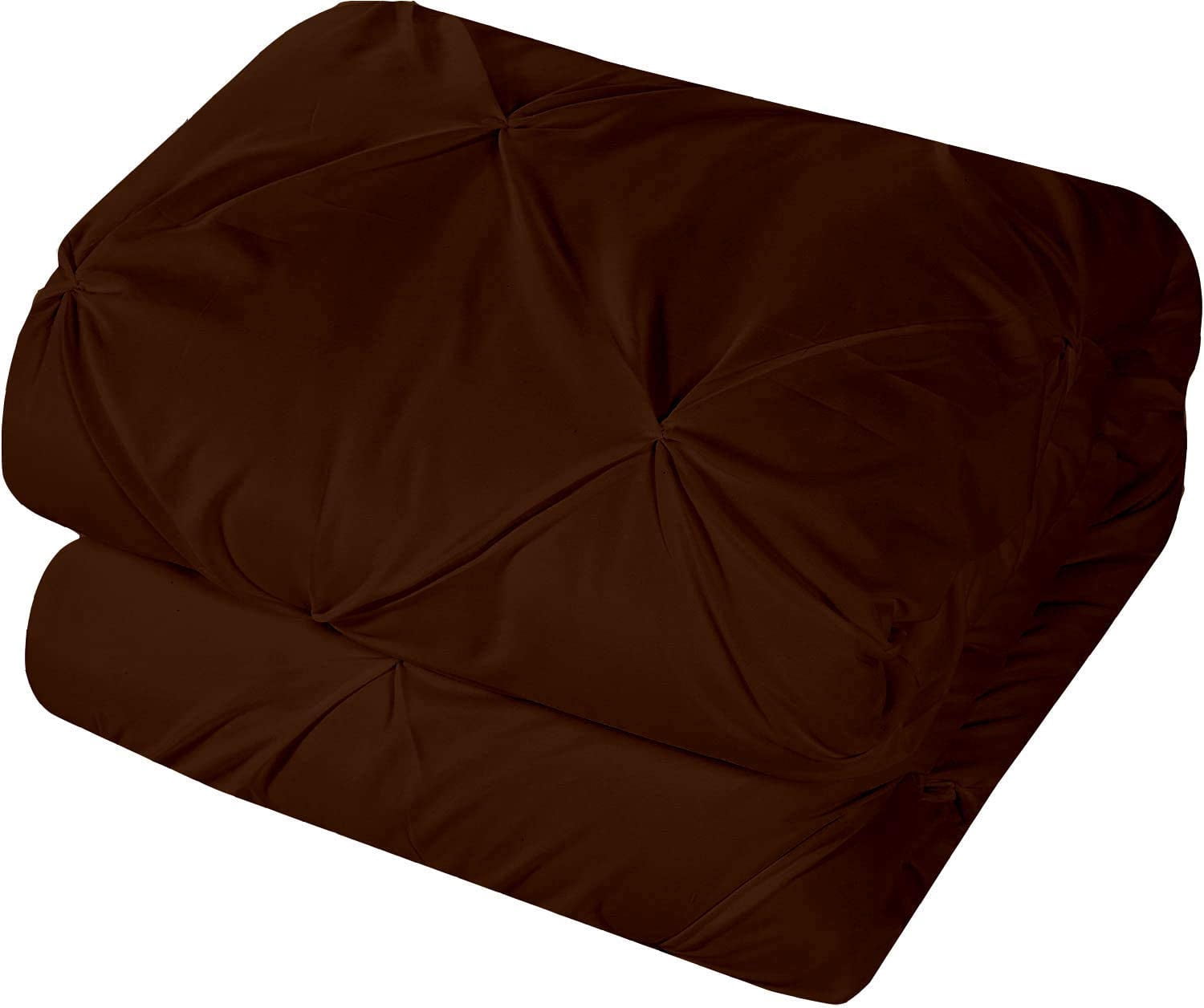5 Piece Pinch Pleated Pintuck Duvet Cover Set With Zipper Closure , 100% Egyptian Cotton, 400 Thread Count, Extra Smooth and Luxirous, Chocolate Solid, Twin Size.