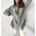 thumbnail image 2 of 1 pieza-camisa holgada de color liso-gris-L, 2 of 5