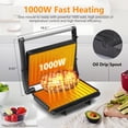 thumbnail image 2 of Panini Press Grill  1000w Sandwich Maker With Ceramic Non-stick Plates Opens 180 Degrees For Any Size Food 3-in-1 Electric Drip Spout & Locking Lid Sliver, 2 of 8