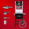 thumbnail image 3 of 63.39×30.51×20.27 Inch Antique Style Wheeled Popcorn Machine Cart, 3-Switch Control & Tempered Glass, Stainless Steel Popcorn Popper with Storage Cabinet for Home Theater Party Business Events Black, 3 of 5