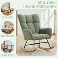 thumbnail image 6 of PAPROOS Modern Teddy Fabric Rocking Chair, Accent Rocker Chair with High Backrest for Nursery, Accent Glider Rocker for Living Room Bedroom Playroom,Green, 6 of 7
