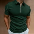 thumbnail image 2 of YYDGH Mens Zipper Polo Shirt Knit Casual Quarter Zip Tee Shirt Vintage Short Sleeve Collared T Shirt Summer Pullover Tshirt Green XL, 2 of 6