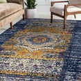 thumbnail image 5 of 5' x 8' Blue and Orange Medallion Power Loom Area Rug, 5 of 5