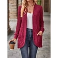 thumbnail image 5 of Women'S Long Cardigan, Autumn and Winter Long Sleeve Front Open Sweater with Pockets Wine Red XL, 5 of 7