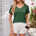 thumbnail image 3 of Fesfesfes Tshirt for Women's Solid V-neck Zippered Lapel Top Short Sleeve Tops for Women L(US:8), 3 of 4