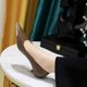 thumbnail image 3 of Zapatos de tacón alto con punta de metal y tacón bajo de piel lacada con diseño de serpiente para mujer, para banquetes, para mujer, talla женские, 3 of 5