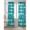 thumbnail image 2 of Sheer Curtains 84 Inches Long 2 Panels Set for Living Room, Green Semi Sheer Curtains for Windows, Modern Geometric Fish Scale Abstract Moroccan Voile Window Treatments Rod Pocket Curtain, 2 of 7