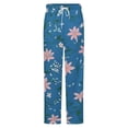 thumbnail image 5 of Blue Floral Bird Print Winter Female Pants Flannel High Waist Women Pants Lady Warm Straight Leg Plush Trousers, 5 of 7