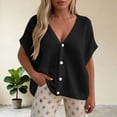 thumbnail image 3 of RRMuAzgs Womens Cardigans Batwing Short Sleeve Button Down V Neck Casual Open Front Sweater Lightweight Knit Tops, 3 of 5