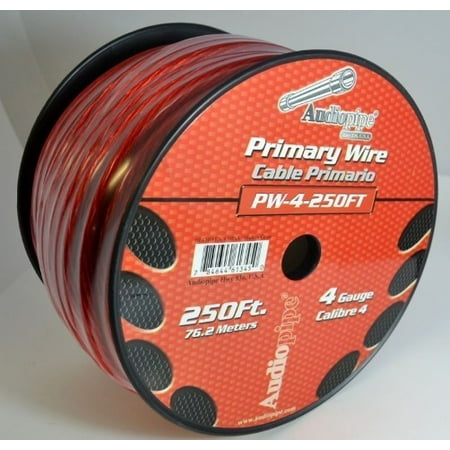 4 GA RED POWER WIRE PRIMARY GROUND 250FT COPPER MIX CABLE CAR AUDIO