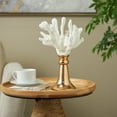 thumbnail image 2 of 8" x 13" White Resin Textured Coral Sculpture with Round Copper Base, by DecMode, 2 of 9