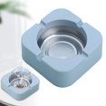 thumbnail image 2 of Portable Ash Tray,Square Stainless Steel Tabletop Ashtray,Ash Container,Ashtrays with 4 Holder,Ashtray Ash Holder,Reusable Home Ashtray for Living Room Bedroom Office,Small Outdoor Ashtray,Sky Blue, 2 of 8