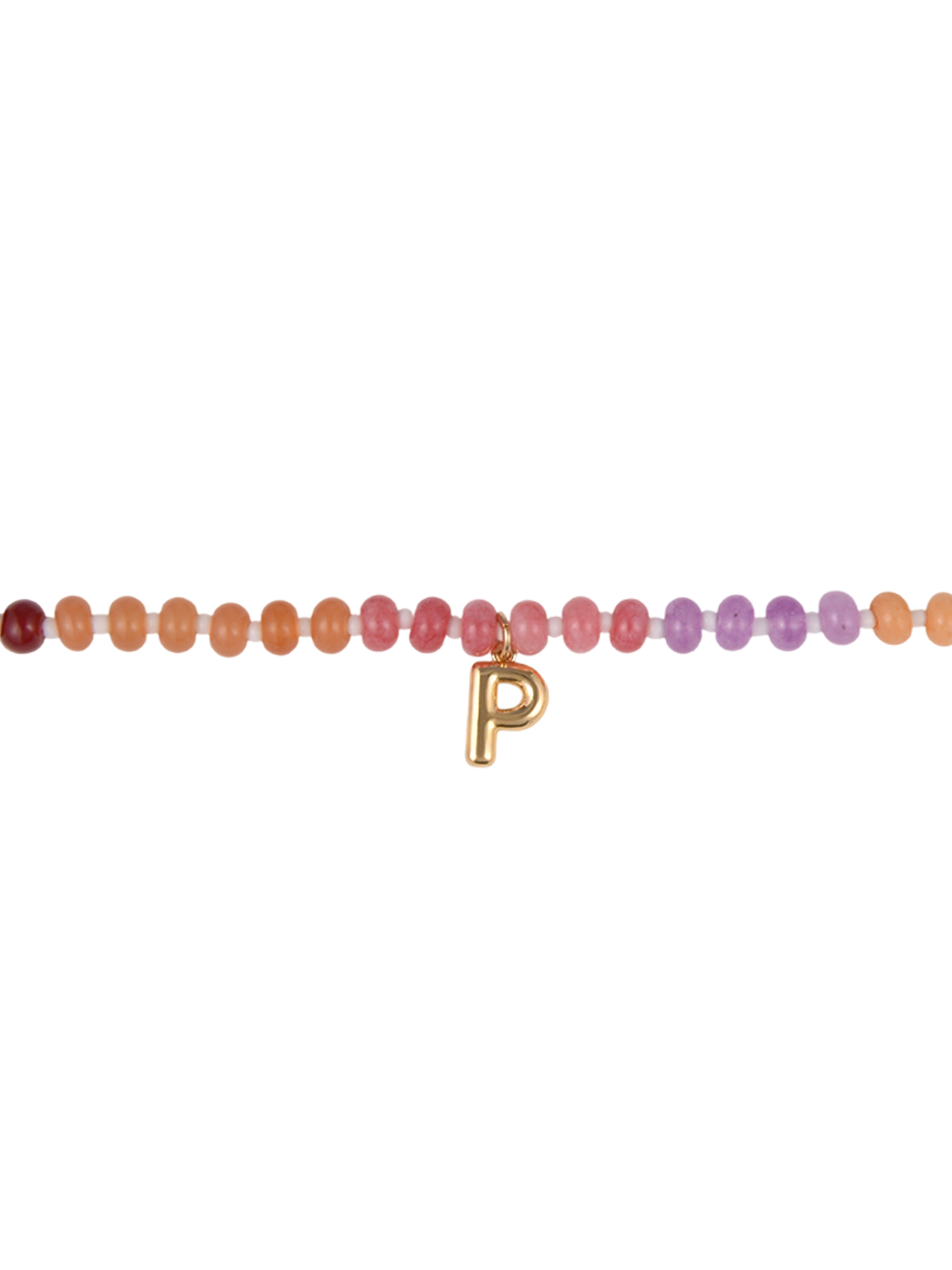 Time and Tru Goldtone Multicolored Bead Initial "P" Necklace