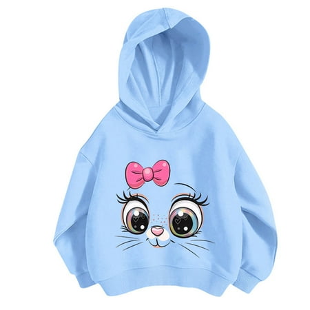 

FANDANIV Teen Girls Sweatshirt Pullover Kids Sports Boy Casual Cartoon Animal Face Pink Bowknot Print Personality Hoodie Hooded With No Pocket Tops Baby Party Shirt Fall Winter Clothes