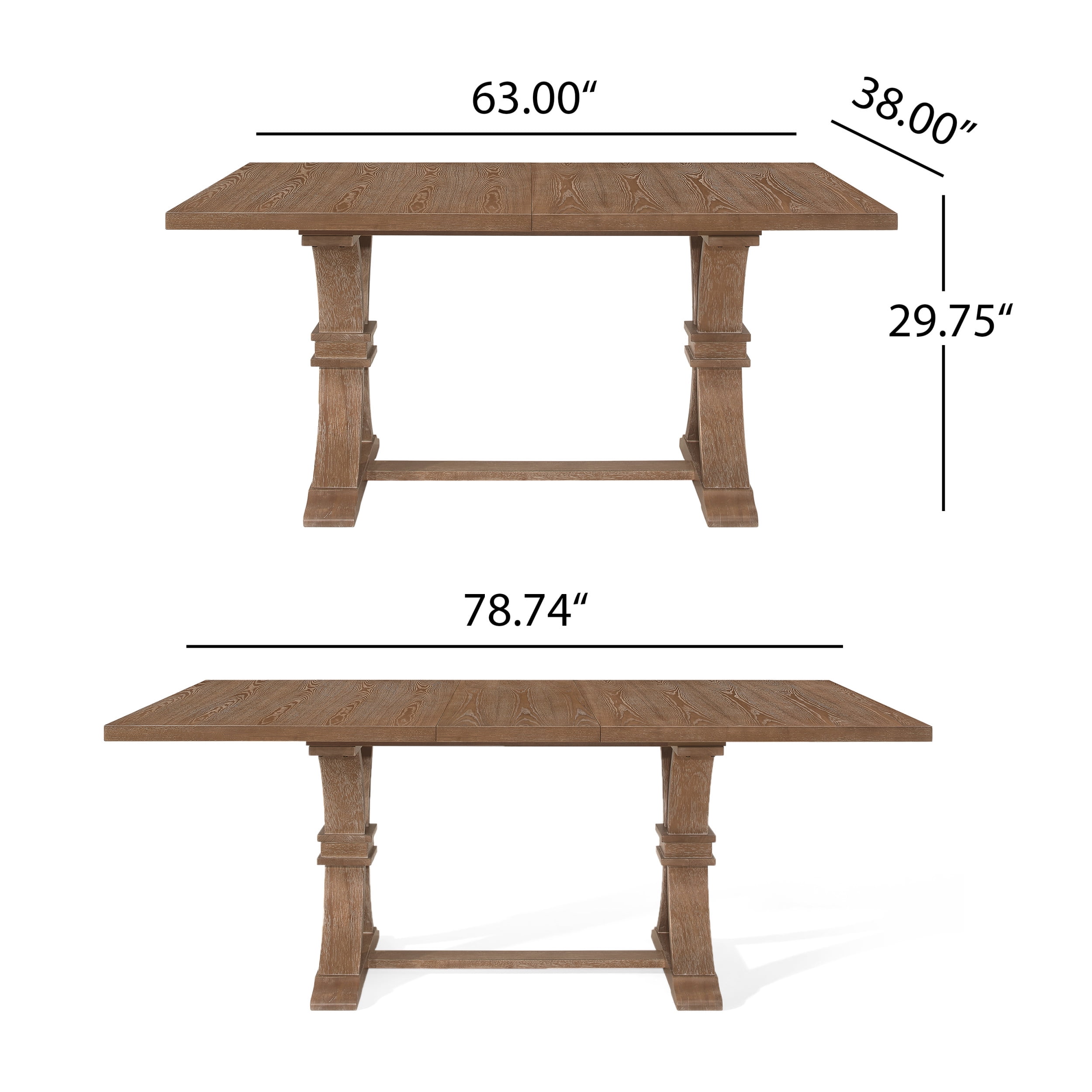 Noble House Dored Fabric and Wood 7 Piece Dining Set, Light Gray and Natural