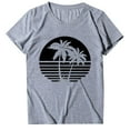 thumbnail image 4 of Xmyrz Casual Tops For Women Vintage Style Coconut Tree Print Sunny Short Sleeve Holiday Relaxation T-Shirt Casual Blouse, 4 of 4