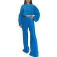 thumbnail image 3 of Txlixc Blusa femenina con pliegues irregulares y pantalones de cintura alta, azul / púrpura Txlixc moda, 3 of 9